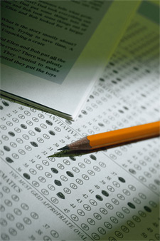 A pencil over a test
